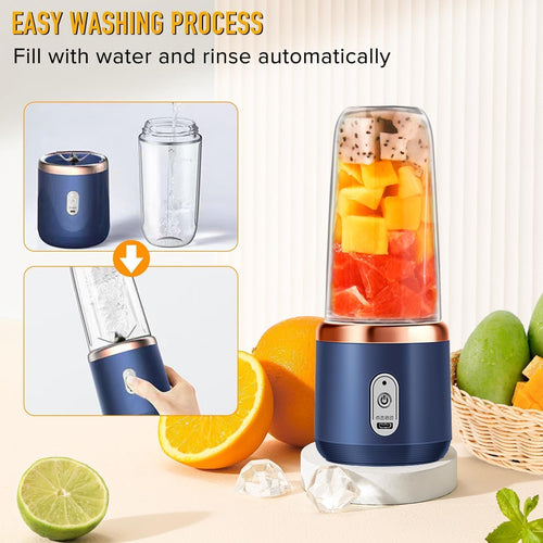 Portable Blender – USB-Rechargeable Smoothie Maker (6 Blades, Crushes Ice, 400 ml)