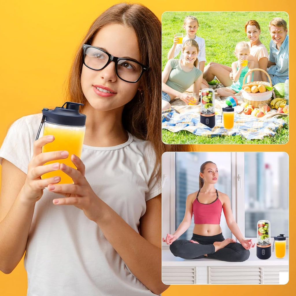 Portable Blender – USB-Rechargeable Smoothie Maker (6 Blades, Crushes Ice, 400 ml)